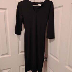 Naggoo 3/4 Sleeve V Neck Bodycon Black Pencil Dress Size S